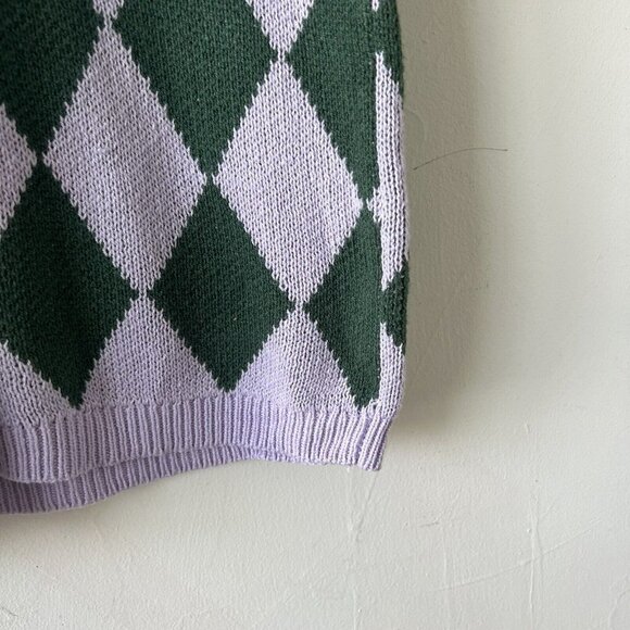 Bp. Be Proud Gender Pride Argyle Sweater Shorts XSMALL Diamond Green Purple - Picture 9 of 11